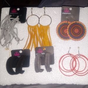 Paparazzi Black Ribbed Hoop Earrings